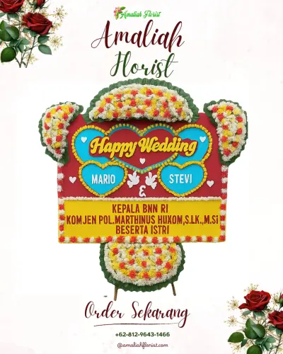 Karangan Papan Bunga Pernikahan di Kadumalati